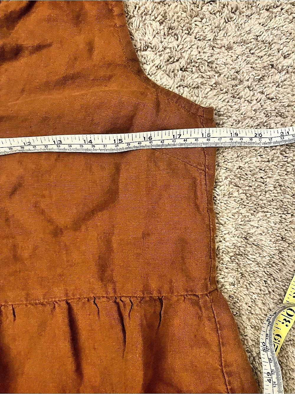 notPERFECTLINEN VALLEY Button Down Linen Dress, toast, small - Picture 4 of 5
